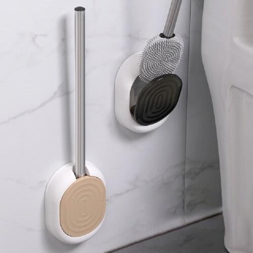 Creative TPR Toilet Brush With Silicone Brush Head Stainless Steel Handle Or PP Handle Wall-mounting Bathroom Cleaning Tools