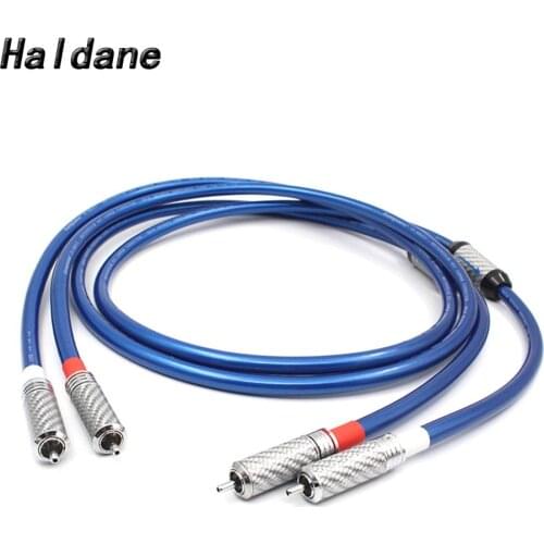 Haldane Pair HIFI Carbon Fber Ring RCA Plug Connector Audio Cable Amplifier CD DVD Player Speaker RCA to RCA Interconnect Cables