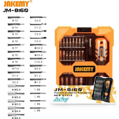 JAKEMY JM-8160 33 in 1 Multi-functional DIY hand tool precision screwdriver with socket set for cellphone laptop game pad repair