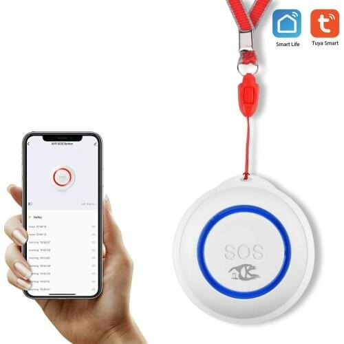 TUYA WIFI SOS Button Smart Wireless Sensor Alarm Elderly Alarm Waterproof Emergency Help Alarm Switch Work SOS Emergency Button