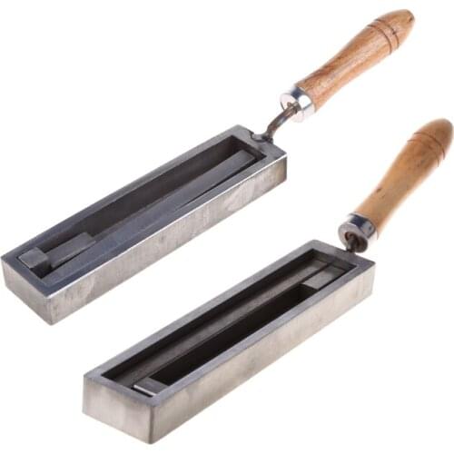 Bar Silver Gold Ingot Casting Mold with Wood Handle Reversible Jewellery Gold Silver Iron Wire Rectangle Casting Mold