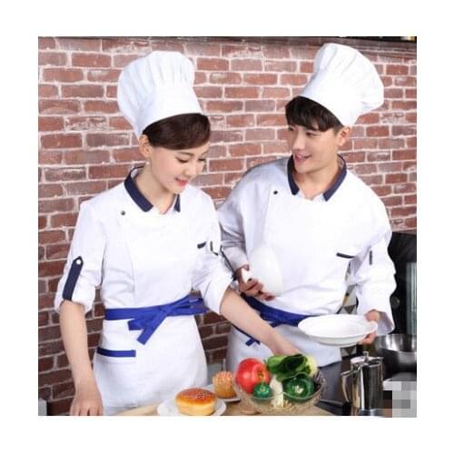 2019 High Quality Chef Uniforms Clothing Long&Short Sleeve Men Women Food Services Cooking Clothes 5 Color Uniform Chef Jackets