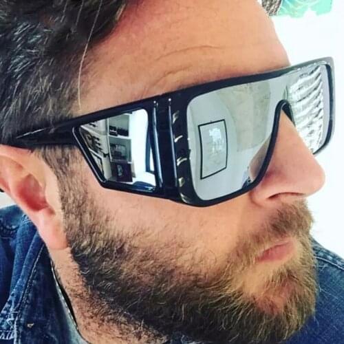 Luxury Brand Oversized Shield sunglasses for men square big frame sun glasses women 2019 windproof Cool Black Shield Eyewear