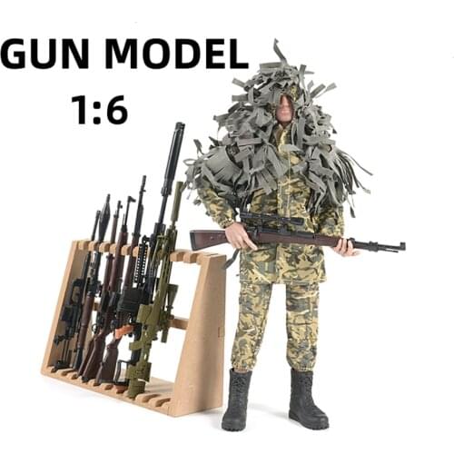 12Pcs 3D Guns Building Blocks Kit Plastic 1/6 Scale Model Assembly Construction Sniper Rifle Kar98k RPG Weapons Modeling Toys