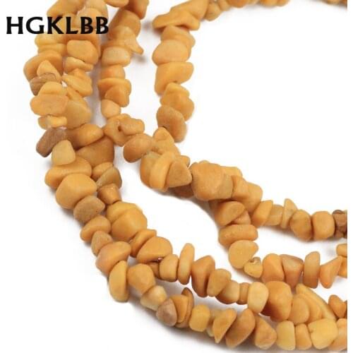 HGKLBB Natural Matte Old yellow stone Irregular Gravel Chips Beads For Jewelry Making bracelet Necklace diy accessories 87cm