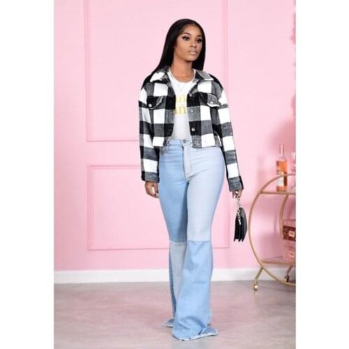 New Fashion Womens Clothing Fashion Thick Double-sided Velvet Plaid Jacket Contrast Jacket Coat Women Jacket Women