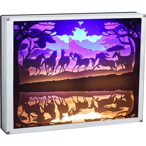 Novelty Lights 8 Sheets Paper-Cut Light Box 3D Crystal Frame Led Ambient Lamp Decoration Christmas Lights Gifts Kids For Bedroom