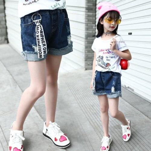 New Fashion Summer Girls Pants Baby Girls Clothing Ripped Hole Denim Shorts Jeans Kids Clothes Outwear
