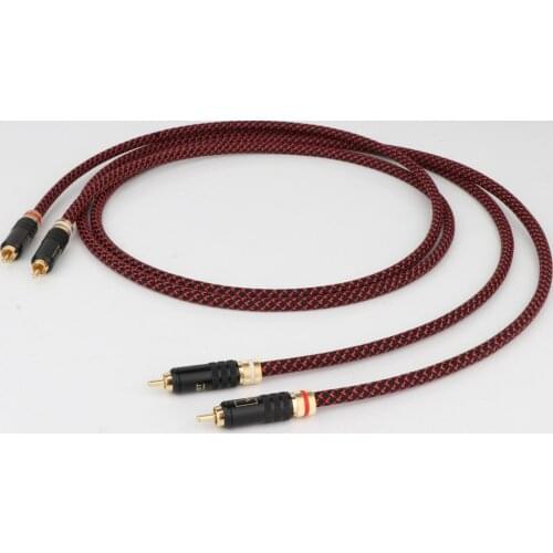 Pair Hifi 5N OFC RCA Audio Interconnct Cable RCA To RCA Extension Cord Cable With Gold Pated RCA Connector Plug