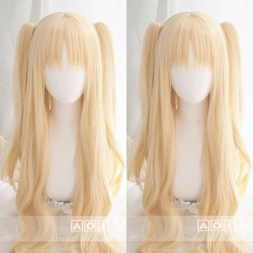 FGO Fate Grand Order Cosplay Ereshkigal Wig Curly Light Blonde Hair Anime Fate Grand Order Cosplay Wigs + 4 Red Hairpins