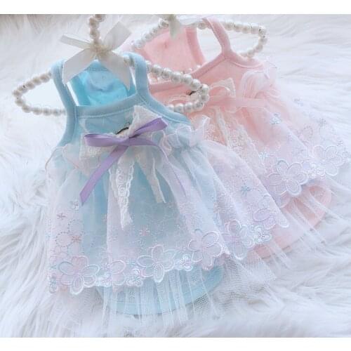 Dog Cat Dress Tutu Bow Lace Design Pet Puppy Skirt Spring/Summer Clothes Outfit 5 Sizes 2 Colours