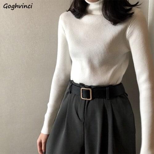 Knitted Pullovers Women Long Sleeve Turtleneck Elasticity Shaped Female Winter Jumpers New All-match Korean Style Trendy Tender