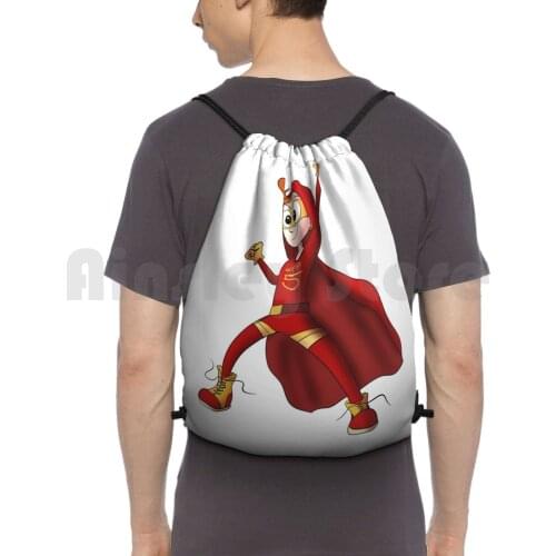 Superhero Red Boy Backpack Drawstring Bag Riding Climbing Gym Bag Superhero Boy Men Orange Hair Red Cute Cartoon Super