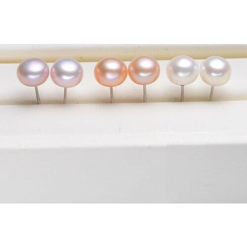Fashion Baroque Pearl Stud Earrings White Pink Purple Natural Pearl Geometric Small Earrings for Women Wedding Gift Jewelry