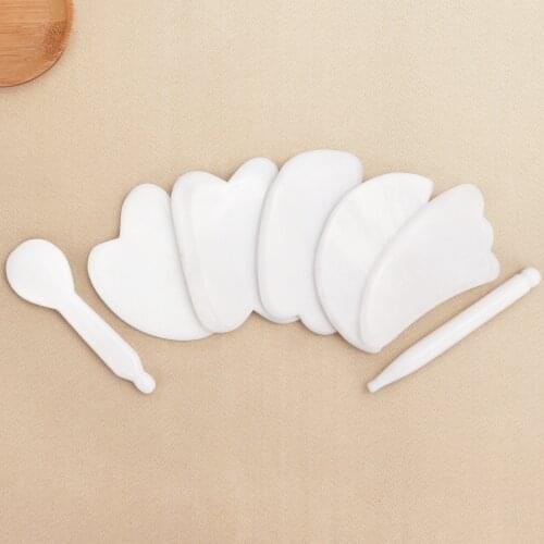 Natural White Jade Scraper Gua Sha Crystal Energy Stone Traditional Guasha Board for Body Shoulder Neck Back Massage Health Care