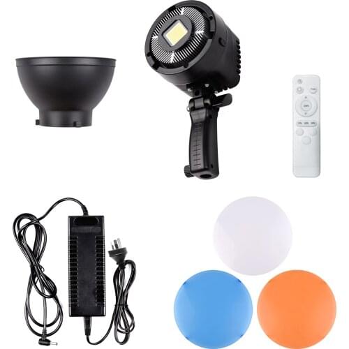 Studio LED Video Light 150W 6500K 15000LM CRI95+ 10%-100% Dimmable Bowens Mount with 3 Filter Panels Remote Control LED Lamp