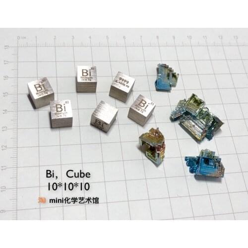 Bismuth Periodic Phenotypic Cubes Weigh 9.73 G Bi (> 99.99%) on Average at 10 Mm