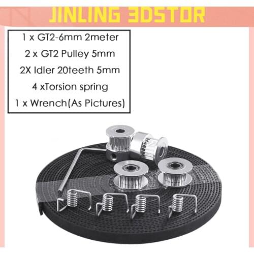 3D Printer Parts GT2 Pulley 20 Teeth Bore 5mm GT2 6mm Timing Belt & 2X Idler 4X Tensioner for I3 3D printer kit