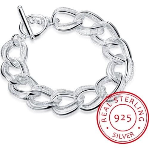 LEKANI hot 925 sterling silver bracelet fine jewelry double light twist TO bracelets & bangles for women men pulseras Prata