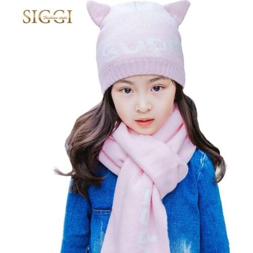 FANCET Winter Warm Child Hats Sets Letter Print Acrylic Cute Beanies Skullies For Kid Warm Soft Scarf Neck Boys Girls 88227