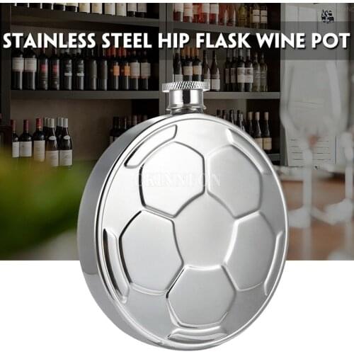 100Pcs/Lot Stainless Steel Barrel Shaped Portable Buddha Ghost Face Hip Flask Wine Pot Barware With Creative Football Appearance