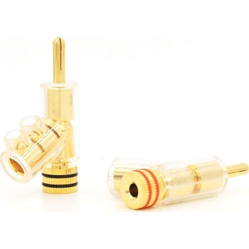 4pcs Hifi audio MCA Gold plated Banana Lock Plugs HiFi Speaker Banana Connector