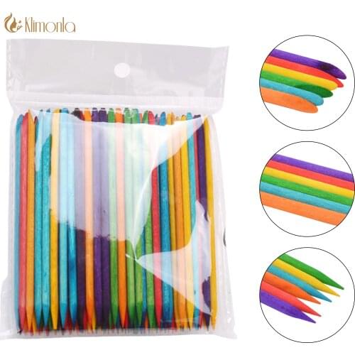 500/1000pcs/set Double End Nail Art Wood Stick Cuticle Pusher Remover Pedicure Professional Nail Art Tool Set 114mm Colourful