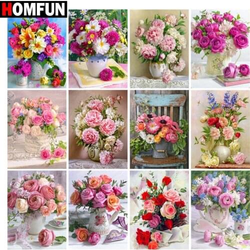 HOMFUN Diy Full Square Round Drill 5D Diamond Painting Cross Stitch Diamond Embroidery "Flower landscape" Home Decor Gift