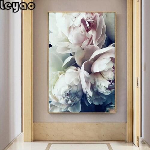 Nordic Elegant Bloom Peony Flower Diamond Painting Cross Stitch Kits Diamond Embroidery Wall Art Picture Home Decoration