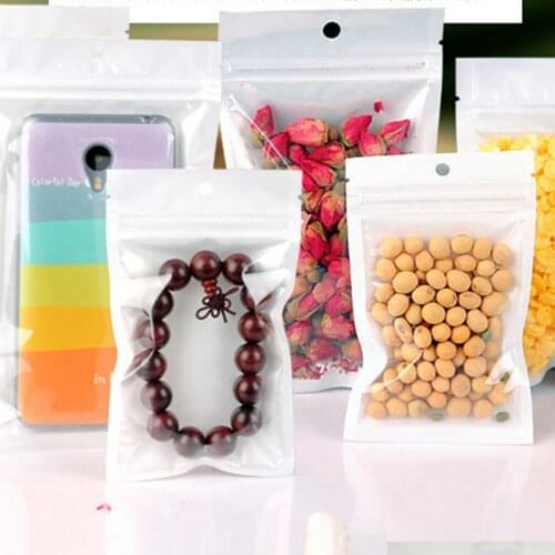 White Clear Self Seal Zipper Plastic Retail Packaging Poly Bag Hang Hole for storage pouch Ziplock Bag zip lock 100pcs/lot