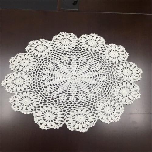 Free Shipping Pastoral Handmade Crocheted Diameter40cm White Beige Tablecloth Sofa Chair Cover Runner Kitchen Coffee Tea Mat