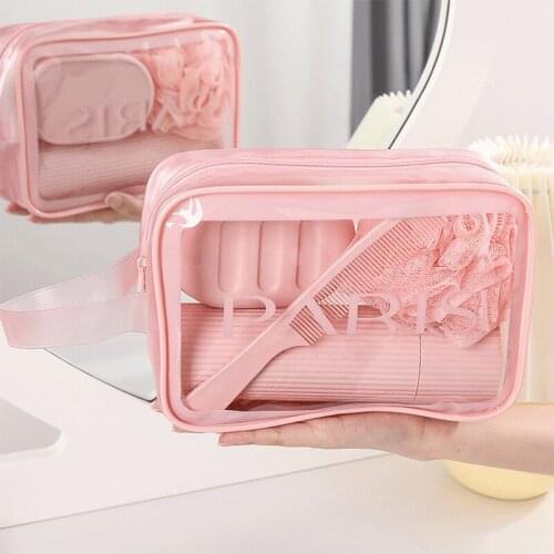 Candy Color Large Cosmetic Bag Transparent Travel Bag PVC Waterproof And Convenient Washing Storage Bag