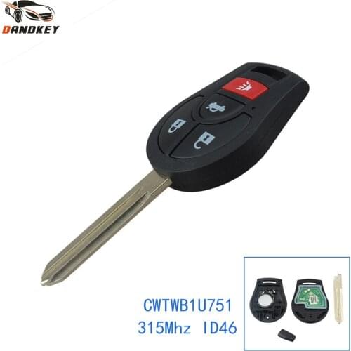 Dandkey 4 Buttons CWTWB1U751 315Mhz With ID46 Chip Fob For Nissan Rogue 2008-2014 Versa 2012-2014 Smart Remote Car Key