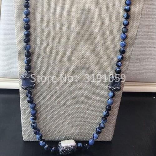 European and American hot selling ornaments Fashion exaggerated lovers, handmade stone beads chain necklace chain sweater chain