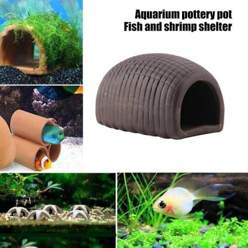 Fish Tank Clay Pot Shelter House Landscaping Stone Cichlid Hide Cave Aquarium Aquatic Breeding Shrimp Nest Ceramic Decoration