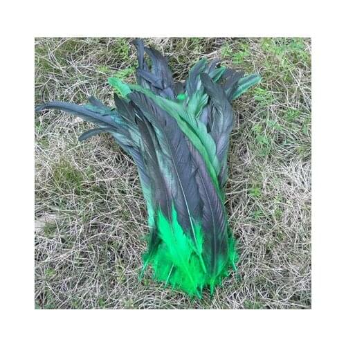 Hot 50pcs/lot Saddle Badger Rooster tail feathers Green colors 12-14 inches long,feather long,large feathers,feathers colorati