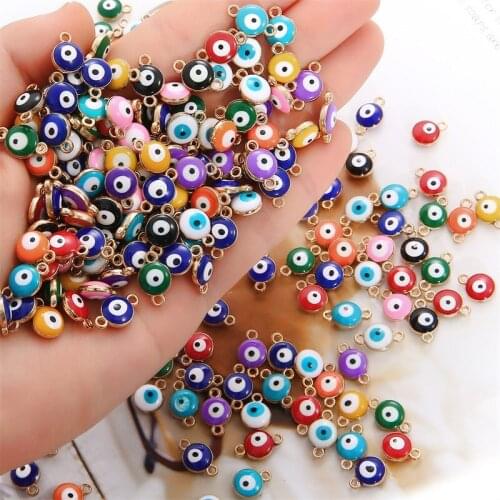 Boho Alloy Single/Double Hanging Oil Drop Eyes Pendant Earrings Bracelet Bag Handmade Jewelry Accessories Beads Kralen Abalorios