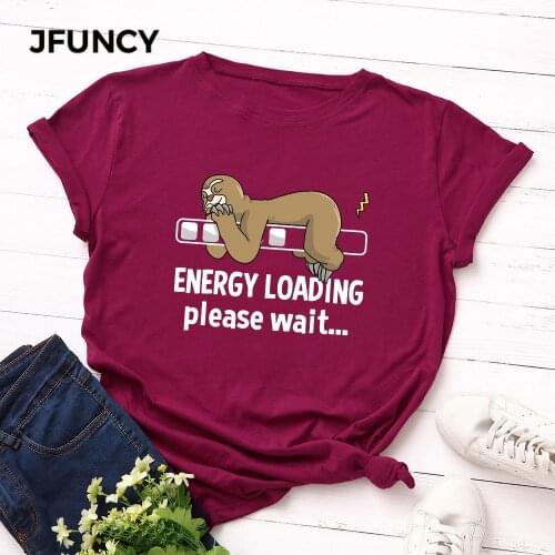 JFUNCY Funny Print Women Oversized T-shirts 100% Cotton Female Summer Tshirt Plus Size Short Sleeve Casual Loose Woman Tee Tops