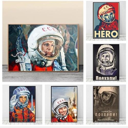 Space Heroes Yuri Gagarin Canvas Painting Modern Wall Pictures for Living Room Vintage Posters and Prints Home Decoration