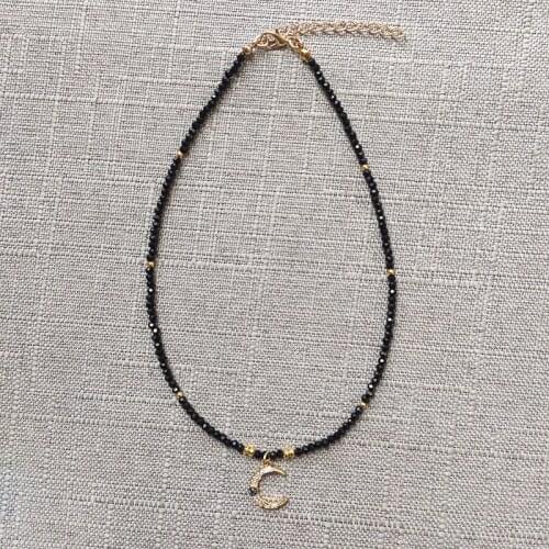 Handmade Classic Crystal Bead Necklace Fashionable Exquisite Moon Pendant Jewelry 2021 New Year Gift For Friends collane donna