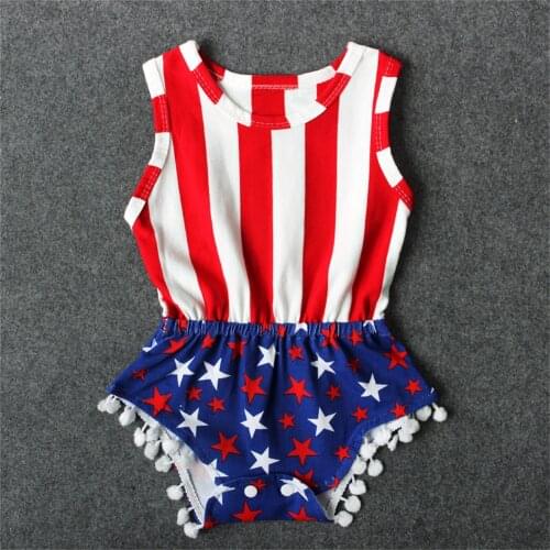 Toddler Kids Baby Girls Rompers Summer Fashion Star Sleeveless Striped Independence Day Romper Clothes Baby Girl Clothes