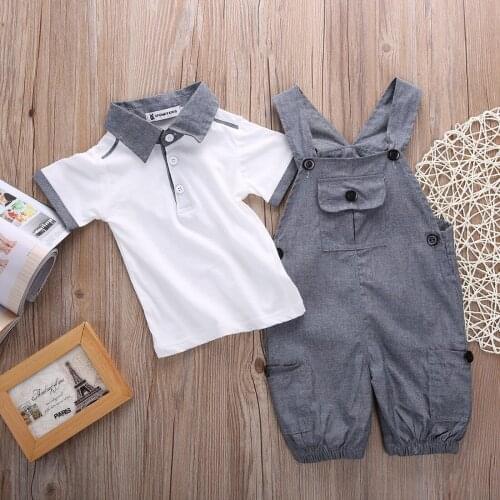 Baby Boys Clothes Set Newborn Infant Clothing Kids Shirt T-shirt Braces Pants Outfit Set Children Boy Costume Cute 2pcs