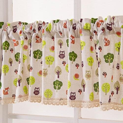 Cartoon Animal Tree Print Kitchen Short Curtain Window Valance Drape Home Decor