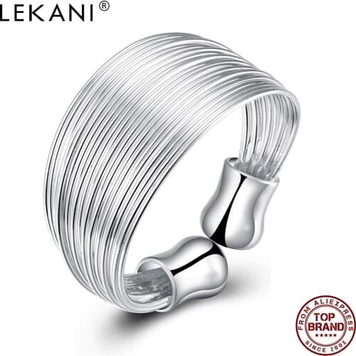 LEKANI Rings For Women High Quality Fashion Simple Multilayer Knuckle Ring Silver Plated Round Open Adjustable Rings Jewelry