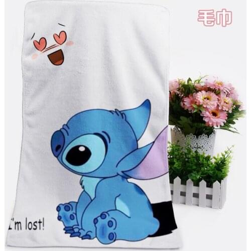 Cute Disney Lilio and Stitch Fashion Anime Bath Towels Handkerchief Soft Face Beach Cartoon Washcloth Girls Boys Kids Throw Gift