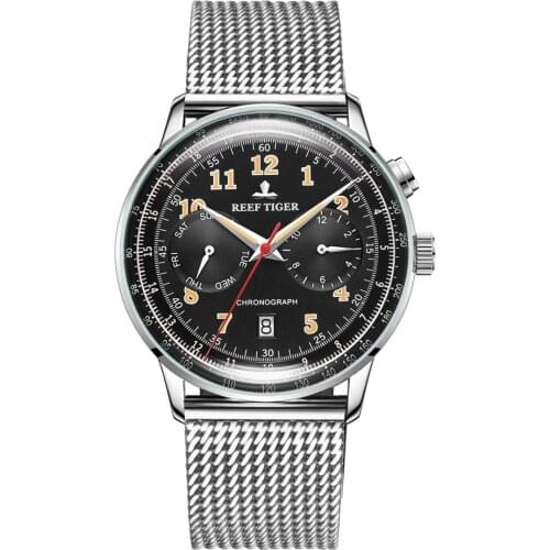 Men luxury watch,mens automatic wrist watches Reef Tiger ultrathin man mechanical wristwatch waterproof clock dress timepiece