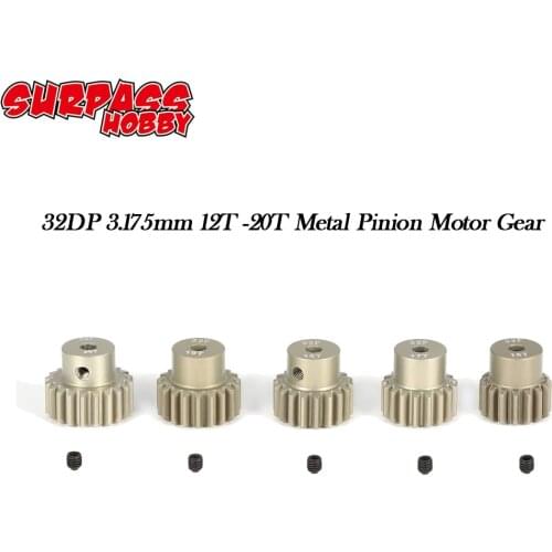 SURPASS HOBBY 5Pcs 32DP 3.175mm 12T 13T 14T 15T 16T 17T 18T 19T 20T Metal Pinion Motor Gear Set for 1/10 RC Car Truck
