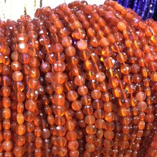 Natural Stone Beads Oblate Red Agates Faceted for Jewelry Making Necklace Bracelet Earrings Size 6mm