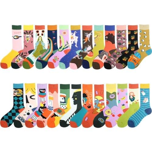 Funny Socks Hip Hop Happy Harajuku Personality Trend Women Socks Comfortable Creative Breathable Cartoon High Quality Sokken
