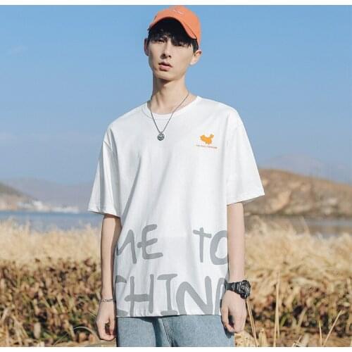 New Summer 2021 Classic Cotton Black And White Short-Sleeved T-Shirt Loose-Fitting Casual Wear